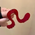 Molla per capelli rossa ondulata da donna, elegante fermaglio geometrico irregolare. - K56-3 Rosso Capodanno