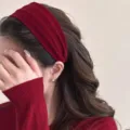 Cerchietto per capelli largo in velluto donna autunno inverno, accessorio moda elegante. - F110-5 Rosso vino