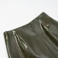 Jupe detail en cuir vernis vert fonce, mode femme elegante pour automne et hiver. - S / Bas / Vert