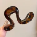 Molla per capelli tartaruga con design a onda a S unica, elegante accessorio per capelli da donna. - F86-1 maculato ambra