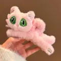 Molla per capelli gatto di peluche rosa accessorio per capelli carino per le donne - Rosa