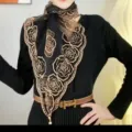 Black floral embroidered mesh triangle scarf, lightweight fashion summer neck wrap for women. - 80x80cm / Black - Magnetic Buckle Embroidered Square Scarf