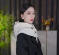 2025 New Fashion White Knitted Hooded Scarf Drawstring Warm Winter Shawl Beanie Cap Women - Off White