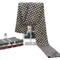 Luxury wool scarf with classic checkered knit design, thick winter warm shawl for cold days. - W10-106