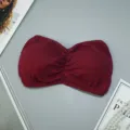 Detailed close-up view of the burgundy strapless tube top, showcasing soft fabric and comfortable wear. - One Size / Tops / Burgundy