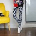 Plus-size butterfly print women's leggings for autumn fashion daily wear outer style. - One Size / Bottoms / Blue and White Butterfly