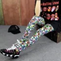 Colorful eye print high waist stretch women skinny ankle length fashion leggings - One Size / Bottoms / Thousand Faced Cat Eye