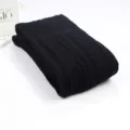 Black cable knit over-the-knee socks for women, warm winter long cotton thigh high stockings. - Long Style (Tube Height 65cm) / Black