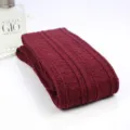 Wine Red Cable Knit Over The Knee Socks Winter Thigh High Long Cotton Stockings Variant - Long Style (Tube Height 65cm) / Burgundy