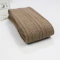 Brown cable knit over-the-knee socks, cozy winter long stockings for women and girls. - Long Style (Tube Height 65cm) / Khaki