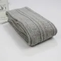 Grey knit over-the-knee socks, thick cable-knit design, vintage college style long socks - Long Style (Tube Height 65cm) / Light Gray