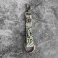 Western genuine leather embossed keychain with floral tooling design and vintage metal sunflower. - Sunflower Green Brown Style (2)