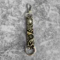 Western style embossed genuine leather keychain with metal lobster clasp and ring detail. - Retro Textured Pattern Style (3)