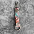 Western genuine leather embossed keychain retro bag pendant stylish accessories for daily use - Heart Clasp Red Blue Leaves Style (4)