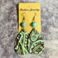 Boucles d'oreilles pendantes en cuir turquoise vintage style western boho pour femmes chic - Cuir Gaufré Marron (1)