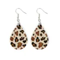 Bohemian teardrop leopard print leather earrings with silver hooks for women summer fashion style - Classic Leopard (13)