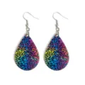 Colorful bohemian wood teardrop earrings lightweight abstract printed dangle jewelry for summer - Gradient Color Leopard (16)