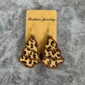 Christmas tree wooden leopard print earrings stylish animal pattern fashion jewelry gifts for women - Christmas Tree Style (1) / Leopard Style (1)