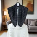 Women black silk square scarf with white dots elegant fashion neckerchief 70x70cm autumn winter - 61#-Polka Dot Black