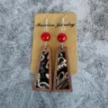 Retro wood and leather drop earrings with red stone beads for women fashion jewelry gifts. - Red Turquoise Printed Leather Style(5)