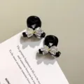 Small black rhinestone bow hair claw clip for women, exquisite cute mini hair accessory for bangs. - Rhinestone Bow Knot (H25-1#) / Black