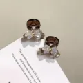 Mini rhinestone bow hair claw clip, Korean style exquisite small hair accessory for styling. - Rhinestone Bow Knot (H25-2#) / Tea Brown