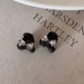 Kleine schwarze Schleifen-Haarklammer mit Strass, elegante Mini-Haarklammer für Frisuren. - Grau