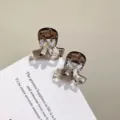 Small rhinestone bow hair claw clip, exquisite mini crystal shark clip for women and bangs. - Streamer Bow Knot (H25-4#) / Tea Brown