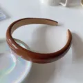 Solid color leather headband for women, vintage wide hair hoop, high crown hair accessory - 1# Dark Coffee