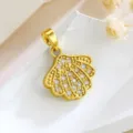 18k vergoldeter muschel zirkon anhänger diy handgemachter schmuck zubehör detailaufnahme. - Muschel / Gold