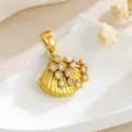 18k vergoldeter Mikro-Zirkon Perle Fächer Muschel Anhänger DIY Handgemacht Schmuck Zubehör - Jakobsmuschel / Gold
