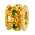 Gold four-leaf clover green zircon DIY bead charm accessory for elegant bracelet necklace. - Clover Rolling Bead Style (T00439)