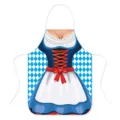 Αστεία ποδιά στολή Oktoberfest με παραδοσιακό βαυαρικό σχέδιο σε μπλε και λευκό για πάρτι. - Στυλ Dirndl (J-0606-1)