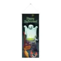 Banner appendibile di Halloween per decorazione murale con motivo di fantasma e zucca. - Stile Calderone Fantasma Bianco (L-00539-2) / 1 Pezzo