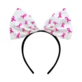 Pink ribbon bow headband for breast cancer awareness party and women hair accessories item - Style 3 (L-00530-3)