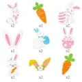 Set de décoration de Pâques en feutre lapin carotte œuf pour fête célébration printanière - Style Lapin / Lot de 18