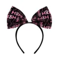 Breast cancer awareness headband with pink ribbon bow, perfect for charity events and party wear. - Style 5 (L-00530-5)