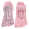 Pink five-toe non-slip yoga socks for women, breathable cotton pilates fitness sports wear. - One Size (35-40) / Pink