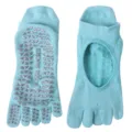 Non-slip five-toe yoga socks with anti-grip silicone soles for pilates fitness sports. - One Size (35-40) / Blue