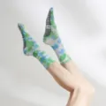 Tie-dye antislip yogasokken halverwege kuit pilates sport fitness comfortabel - Eén maat / Bosgroen