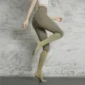 Gray long yoga socks and high-waist leggings set, anti-slip pilates toe socks for fitness. - One Size / Light Green