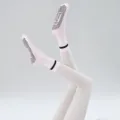 Roze dames yogasokken met zwarte antislip noppen, pilates sportsokken middelhoog model - Eén maat / Kersenbloesem Roze