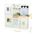Wooden Play Kitchen Toy for Kids Toddler Pretend Cooking Set with Accessories - Transformable Corner Kitchens