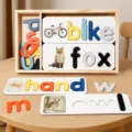 Wooden spelling word game montessori educational toys alphabet learning cards for kids - Wooden Word Spelling Box