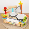 Wooden musical toy multi-functional drum set for kids early education rhythm learning - Wind Chime Drum Set