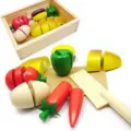 Wooden cutting fruit and vegetable toy set with storage box for kids early education. - Standard Type