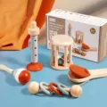 Wooden musical instrument toy set for kids, 5-piece early education percussion instruments. - 5-Piece Rattle Set