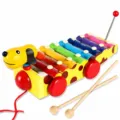 Wooden 8-note xylophone toy pull-along cute puppy musical instrument for kids early learning - Default