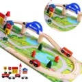 Kinder Holzeisenbahn Schienen Set mit Autos und Stadt Verkehrszene fur Lernspiel. - 40-teiliges Set