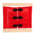 Montessori dressing frame toy for toddler early education, wooden frame with red fabric and buttons. - Red Traditional Cloth Buttons